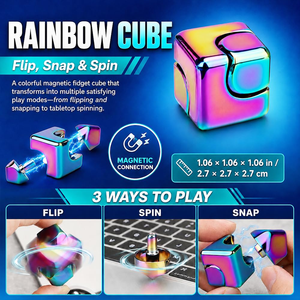 5 Stück Fidget Toys Set für Kinder Erwachsene, Sensory Pack mit Fidget Slider Fidget Cube Pad Finger Fahrrad Kette, Coole Gadgets Schreibtisch Handkreisel Party Geschenk