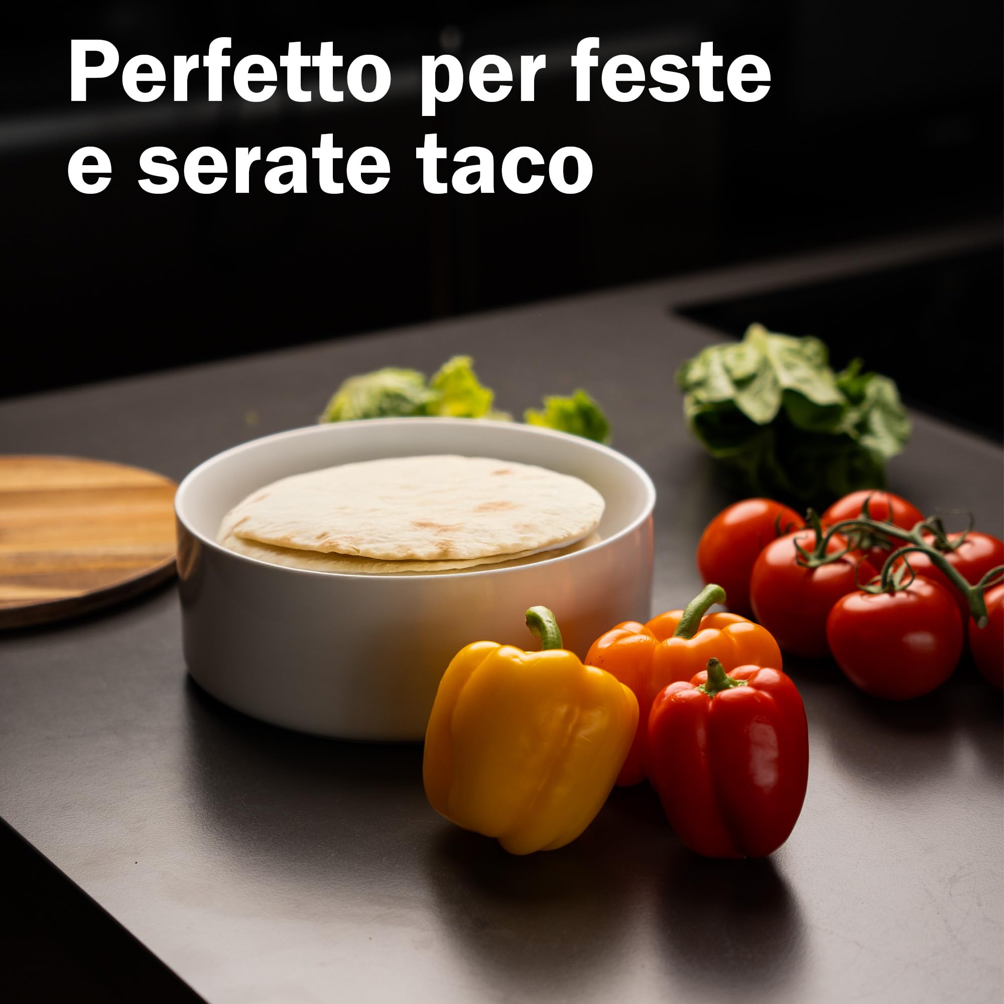 Tortillada - Scalda Tortilla in Ceramica con Coperchio 23,5 cm, Scalda Pane, Scalda Pancake, Porta Tortilla con Coperchio - Adatto al Microonde