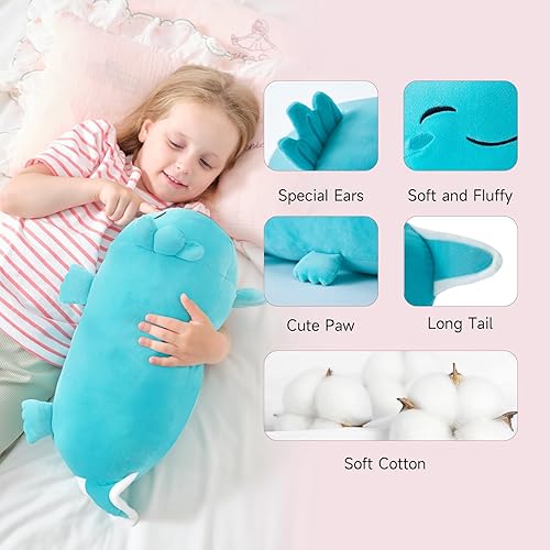 Miniatura 4 de Juguete de peluche suave de 19 pulgadas, lindo cojín de peluche de ajolotl kawaii, muñecas de ajolote azul, regalo para niños y niñas, cumpleaños,