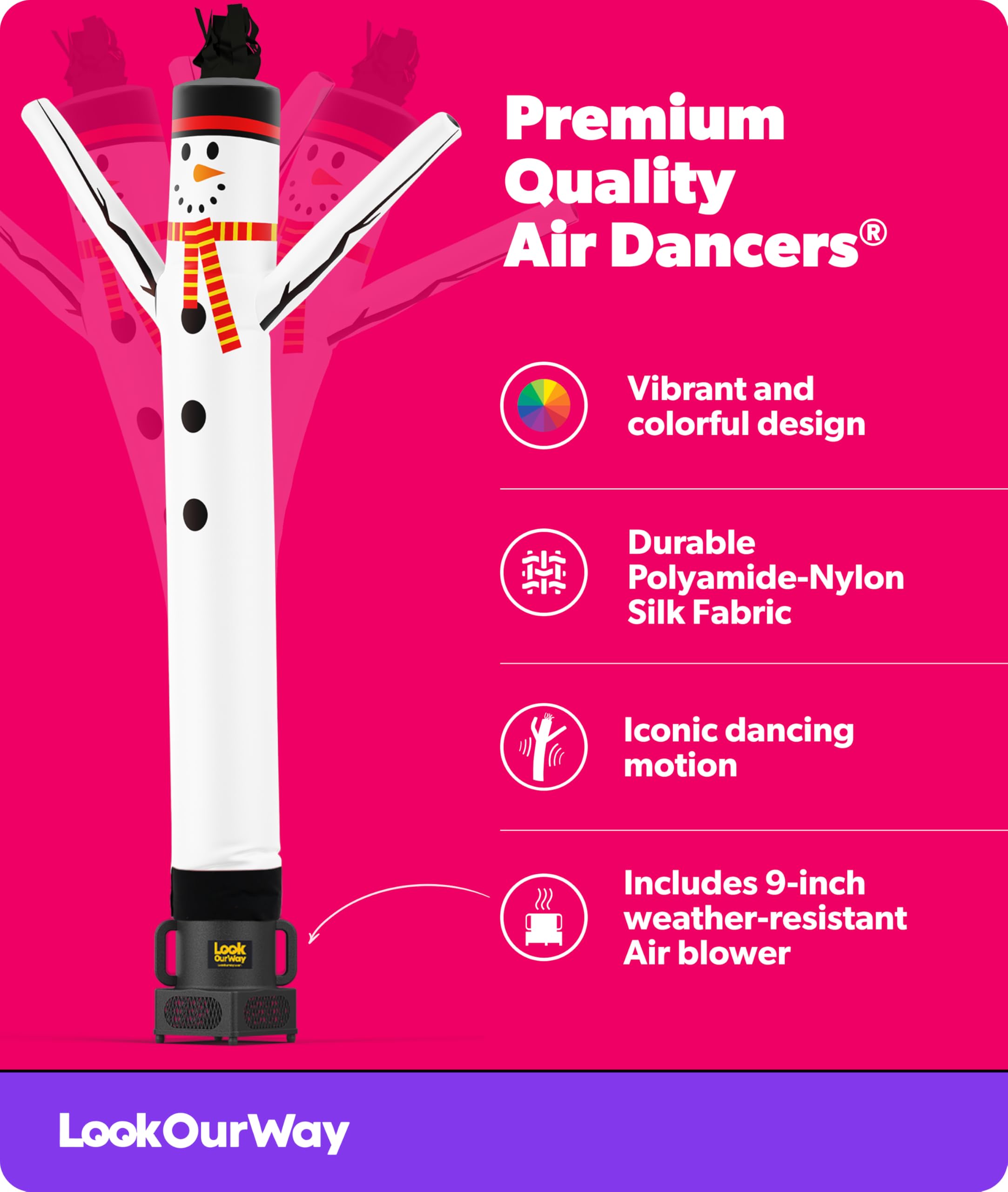 LookOurWay 7ft Tall Air Dancers Inflatable SnowmanTube Man - Dettaglio