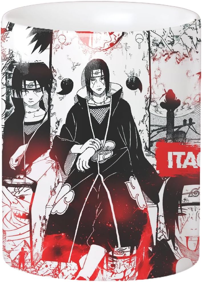 Replix Anime Printed Coffee Mug, White Ceramic Milk Mug Anime Printed, 350 ml for Gifting and Present (Itachi-A)