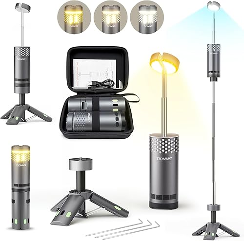 Miniatura 13 de Luces de Camping Recargables, Linterna de Camping Desmontable con Soporte, Lámpara de Campamento Telescópica Impermeable, Luz de Trabajo Magnética