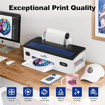 DTF Printer with L1800 Printhead, Includes DTF Laptop and Curing Oven, White Ink Circulation System, Complete Printing Consumables for T-Shirt Transfer Printing