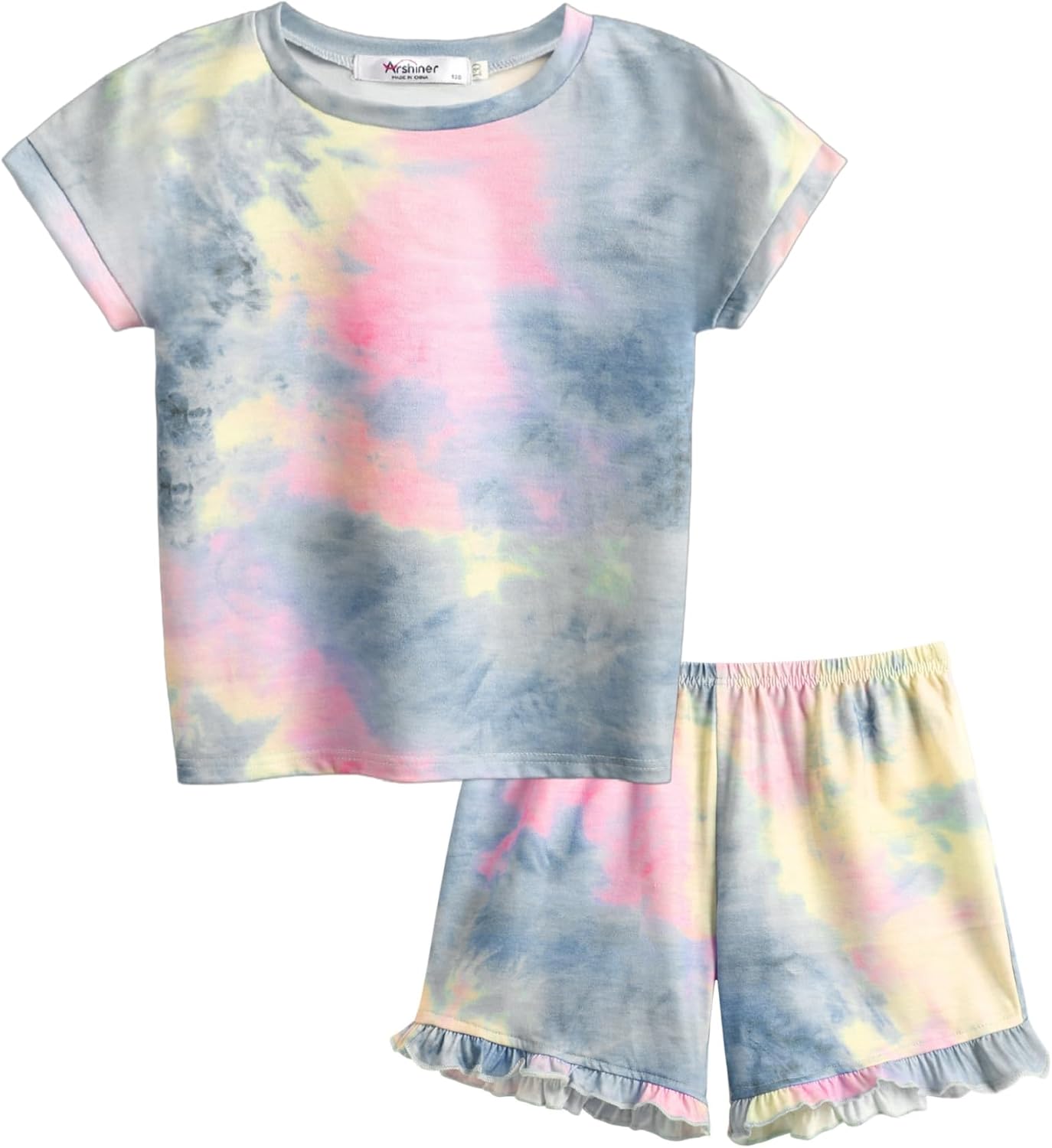 Arshiner Girls 2-Piece Tie Dye Pajamas Set Trendy Lounge Set Kids Sleepwear