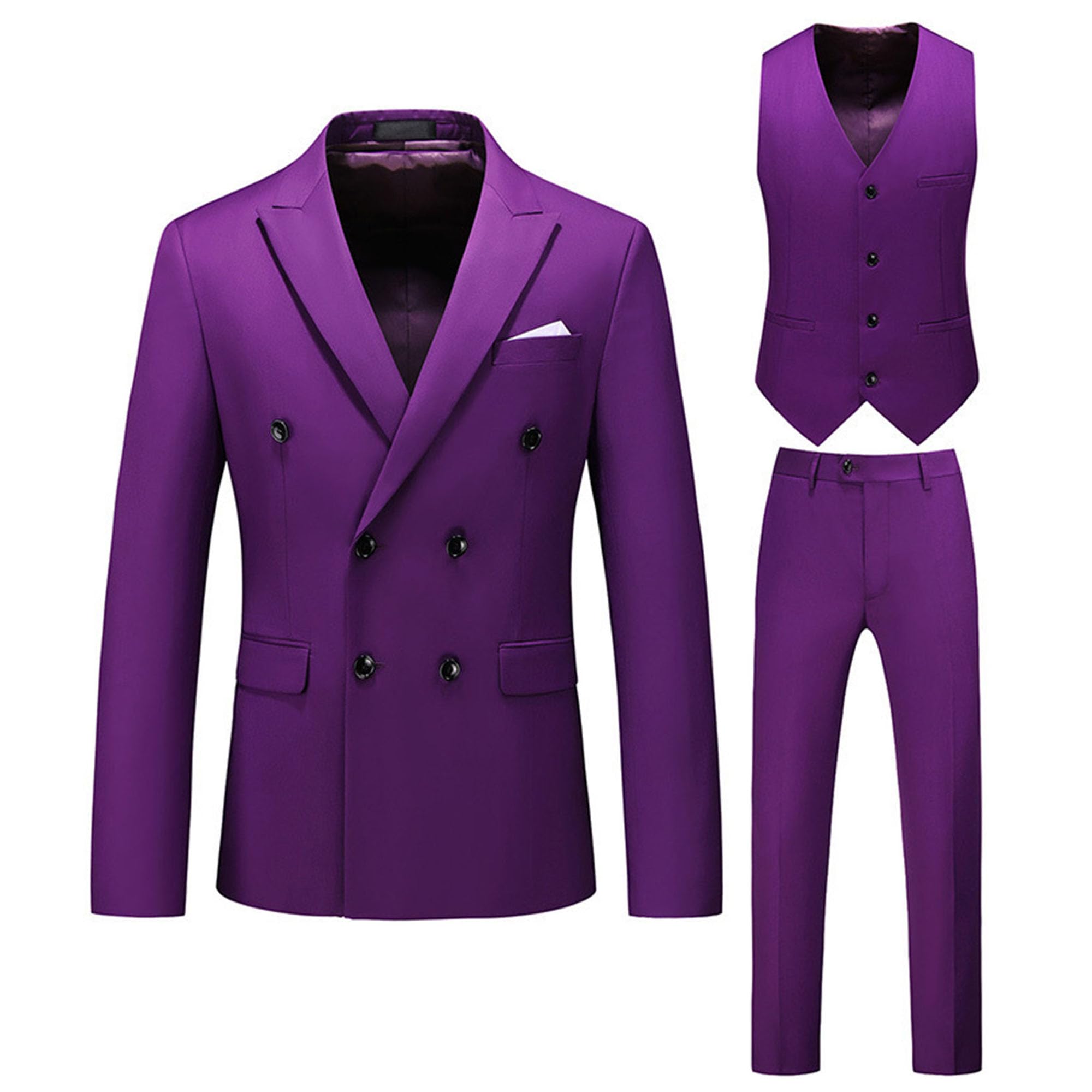 Costume d'affaires pour homme avec blazer ajusté à revers cranté robuste - 7