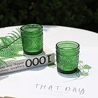 Vista 6 de Conjunto de portavelas verdes VOHO de 12, portavelas votivas de vidrio verde para decoración de centro de mesa, portavelas votivas al por mayor