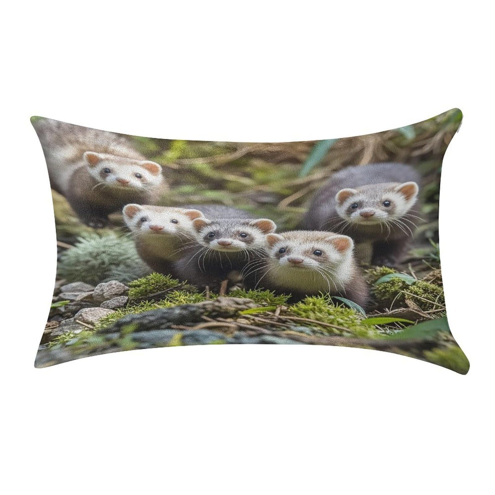 FekiLoot Ferrets Pillow Covers Luxury Velvet Oblong Pillowcases Rectangular Throw Pillows Case Decorative Velvet Cushion Covers Ultra Soft Lumbar Pillow Shells 12 X 20 in