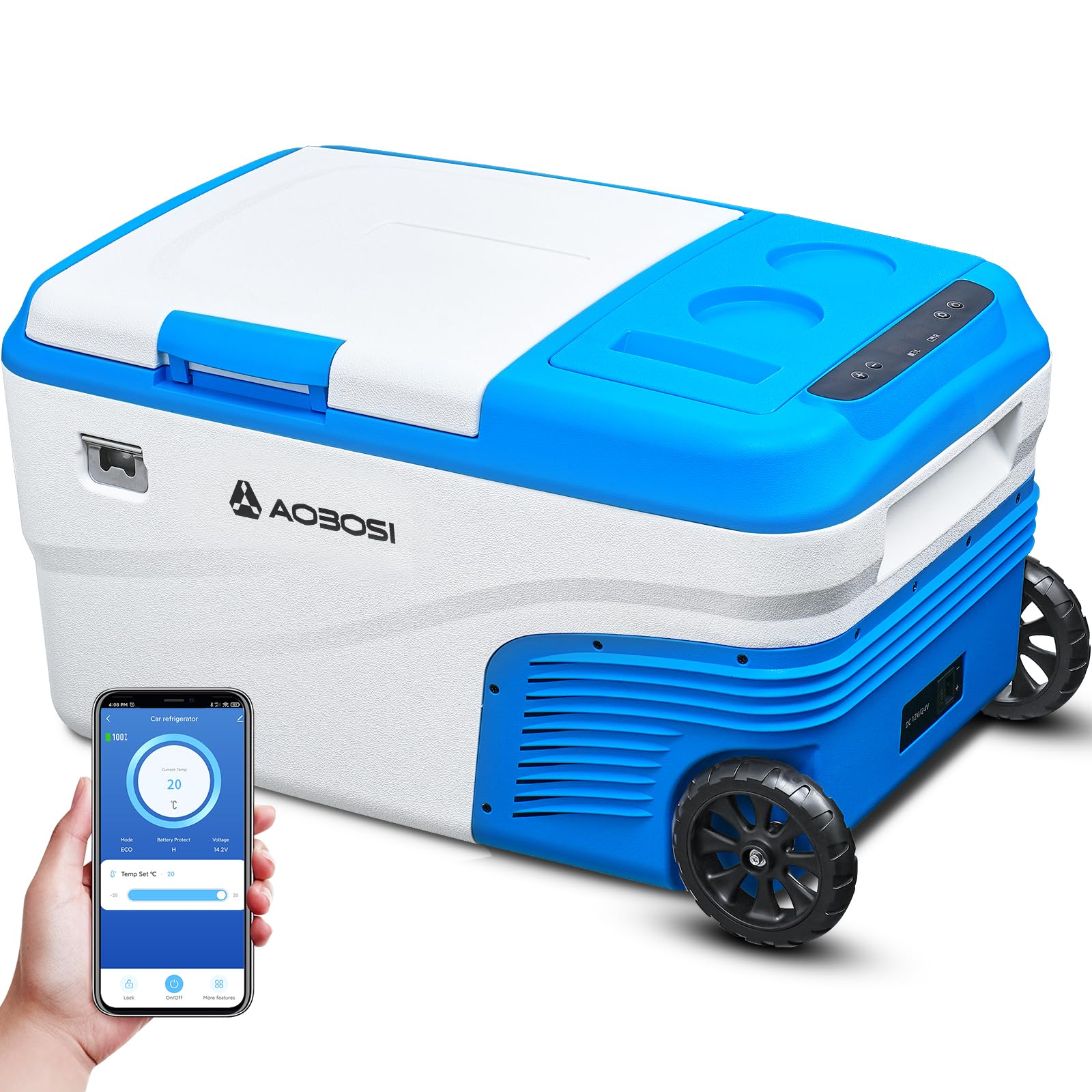 AAOBOSI Nevera Portatil 25L, Nevera Coche 20°C a -20°C, Nevera Portatil Electrica con Control APP, 12/24V DC &100-240V AC Nevera Para Coche, Camping, Camión, Barco, Autocaravana