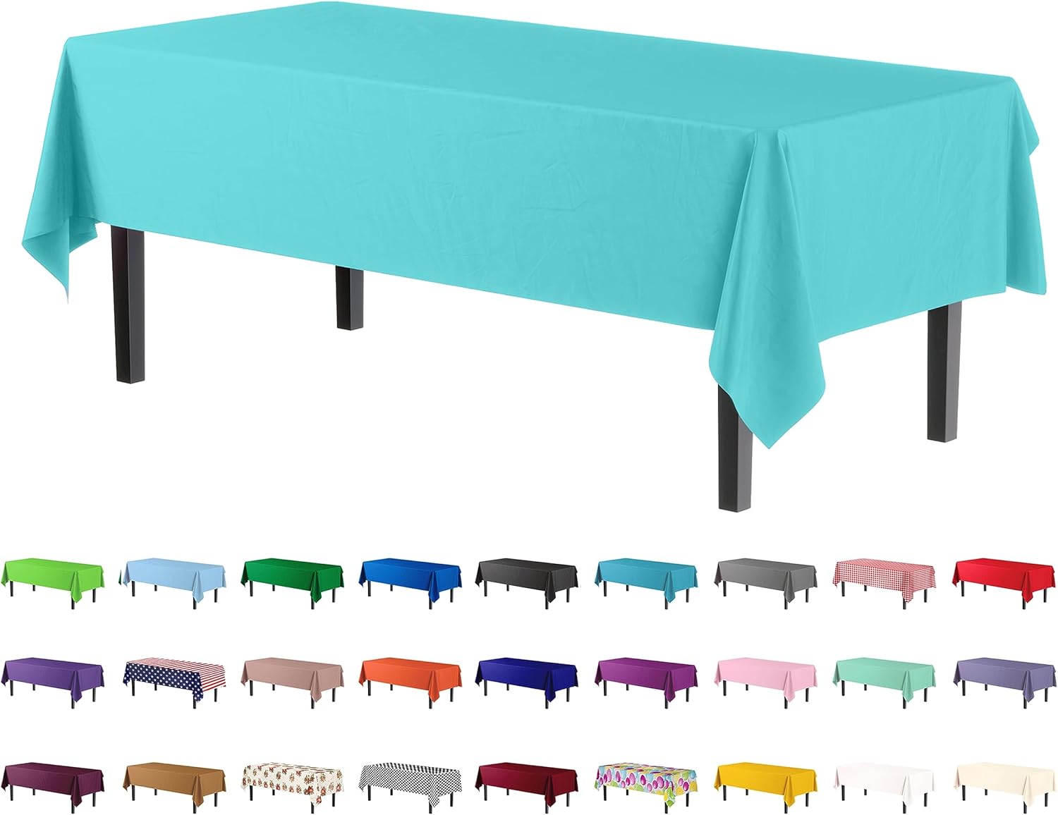 Exquisite 4Pack Aqua Blue Plastic Table Cloth 54In. x