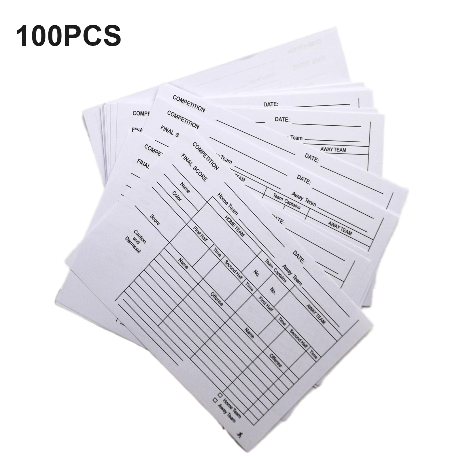 Hojas de puntuación de árbitro de fútbol, 100 hojas de puntuación rojas y amarillas, accesorios para tarjetas