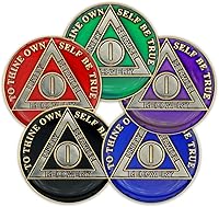 Vista 6 de Moneda de sobriedad de 1 año Ficha de aniversario de recuperación de chip AA Triplate (negro)