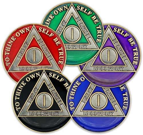 Miniatura 6 de Moneda de sobriedad de 1 año  Ficha de aniversario de recuperación de chip AA Triplate (negro)