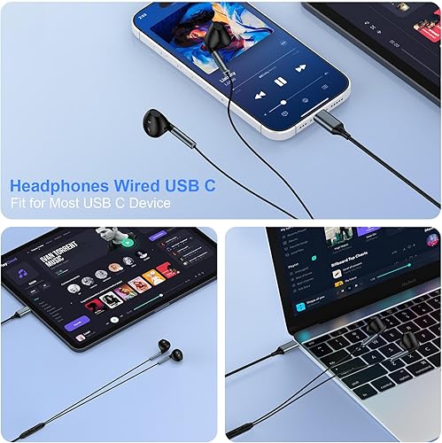Miniatura 5 de Auriculares USB C con cable para Samsung Galaxy A16 5G A15 A14 A36 A35 S25 Ultra S24 FE S23 S22 S21 S20 A56 A55 A54 A53 Z Fold 7, auriculares tipo C