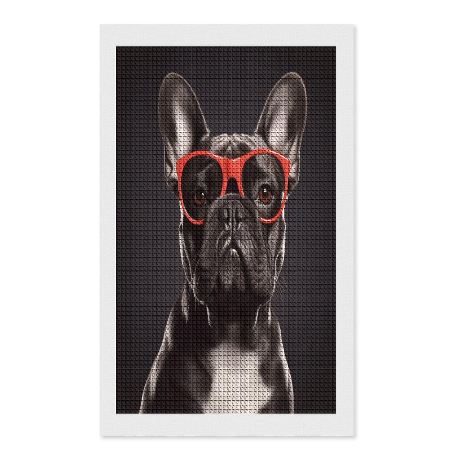 FodPand French Bulldog Diamond Painting Kit for Beginner Fun 5D DIY Crafts for Adults Diamond Art Kits Square Diamond Art Canvas Painting Gem Art Crafts for Home Wall Decor 12"x20"