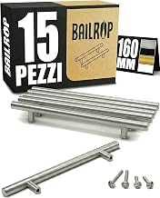 Handles for Kitchen Furniture 160 mm (15 Pieces) - Stainless Steel Kitchen Handles - Spare Parts and Handles for Kitchen Furniture, Silver