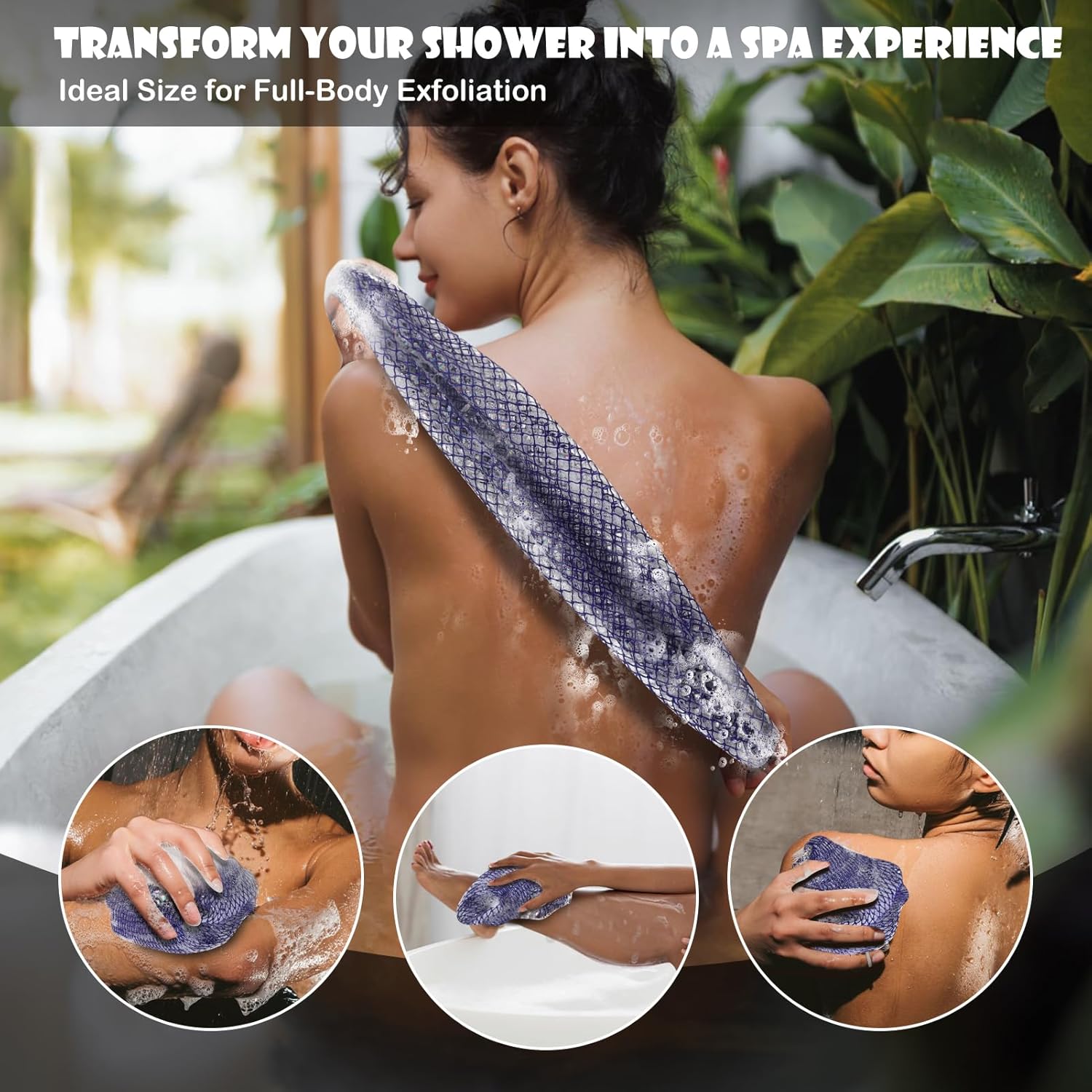 SubSahara African Net Sponge Authentic - 2 Pieces Exfoliating Scrubber for All Skin Types, Ideal for Face & Body Daily Use, Durable, Gentle Exfoliation (Blue & Purple) - Image 3