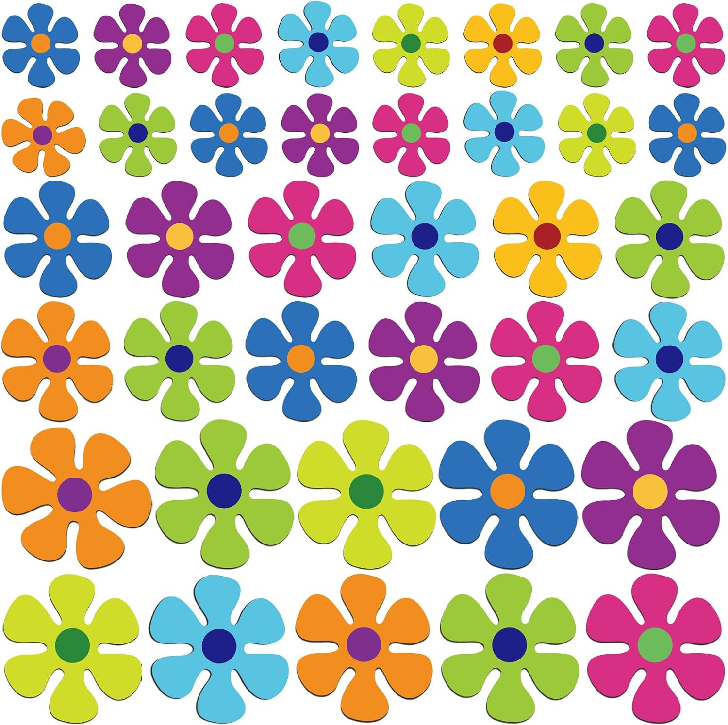 Outus 48 Pcs Flower Magnets for Car Funny Cute Magnetic Car Decals Hippie 60s 70s Decorative Flower Magnets Decorations for Door Fridge Home Refrigerator (3.9 Inch/2.2 Inch/5.1 Inch)