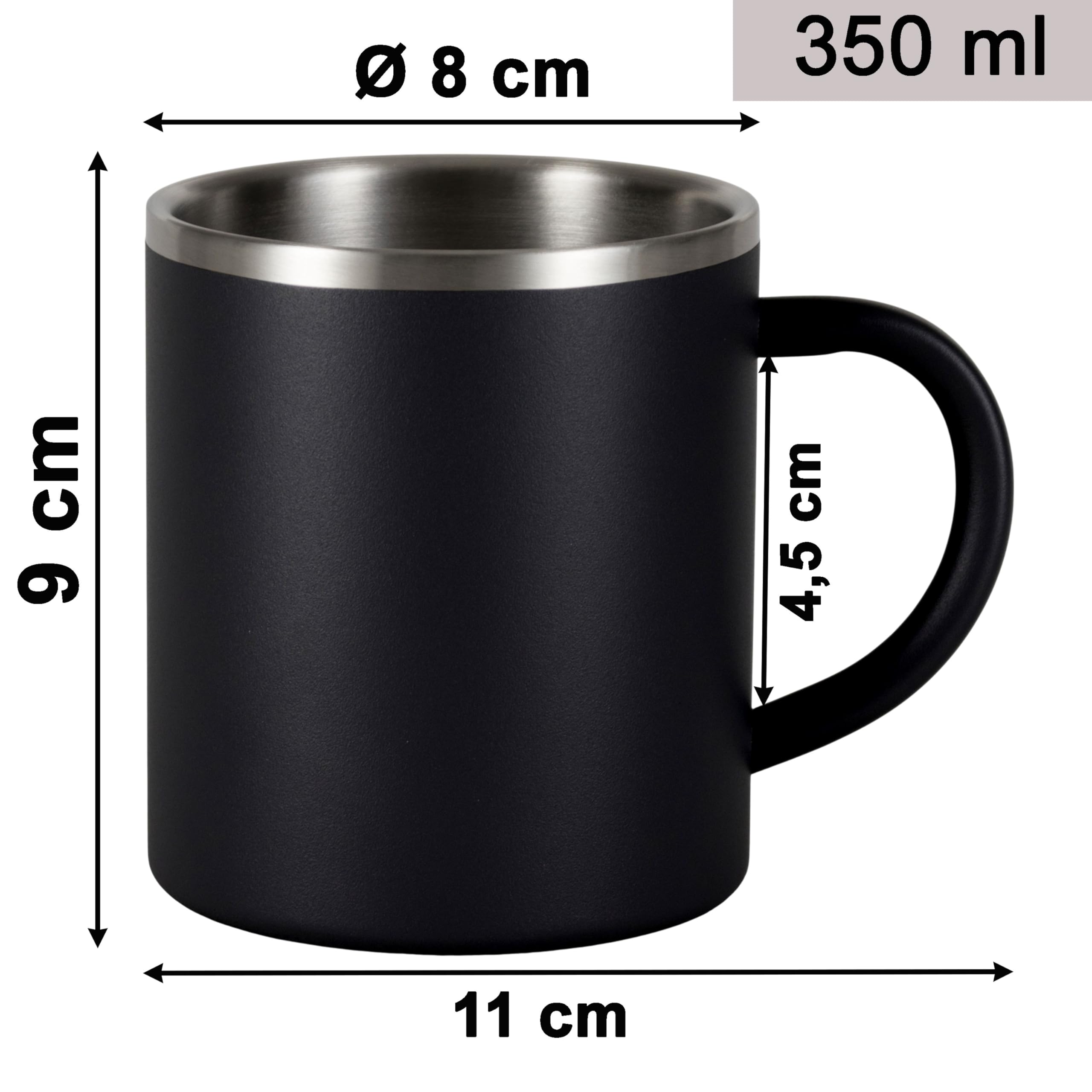 Melamin Geschirr Set Grau Schwarz Edelstahl Thermo Tassen Tonoptik Camping