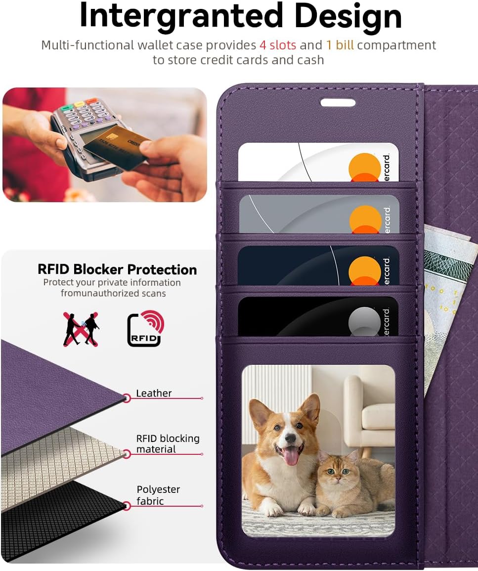 OCASE Compatible with Samsung Galaxy S26 Ultra Wallet Case, PU Leather Flip Folio Case with Card Holders RFID Blocking Kickstand [Shockproof TPU Inner Shell] Protective Phone Cover 2026, Dark Purple