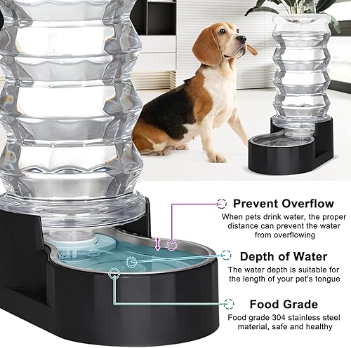 Miniatura 6 de RIZZARI Cuenco dispensador de agua para perros Fuente automática grande de acero inoxidable negro para mascotas con filtro reemplazable - Diseño