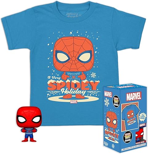 Funko Pocket Pop! & Tee Marvel-Holiday Spiderman - Spider-Man - S - (S) - Marvel Comics - Camiseta - Ropa con minifigura de vinilo coleccionable -