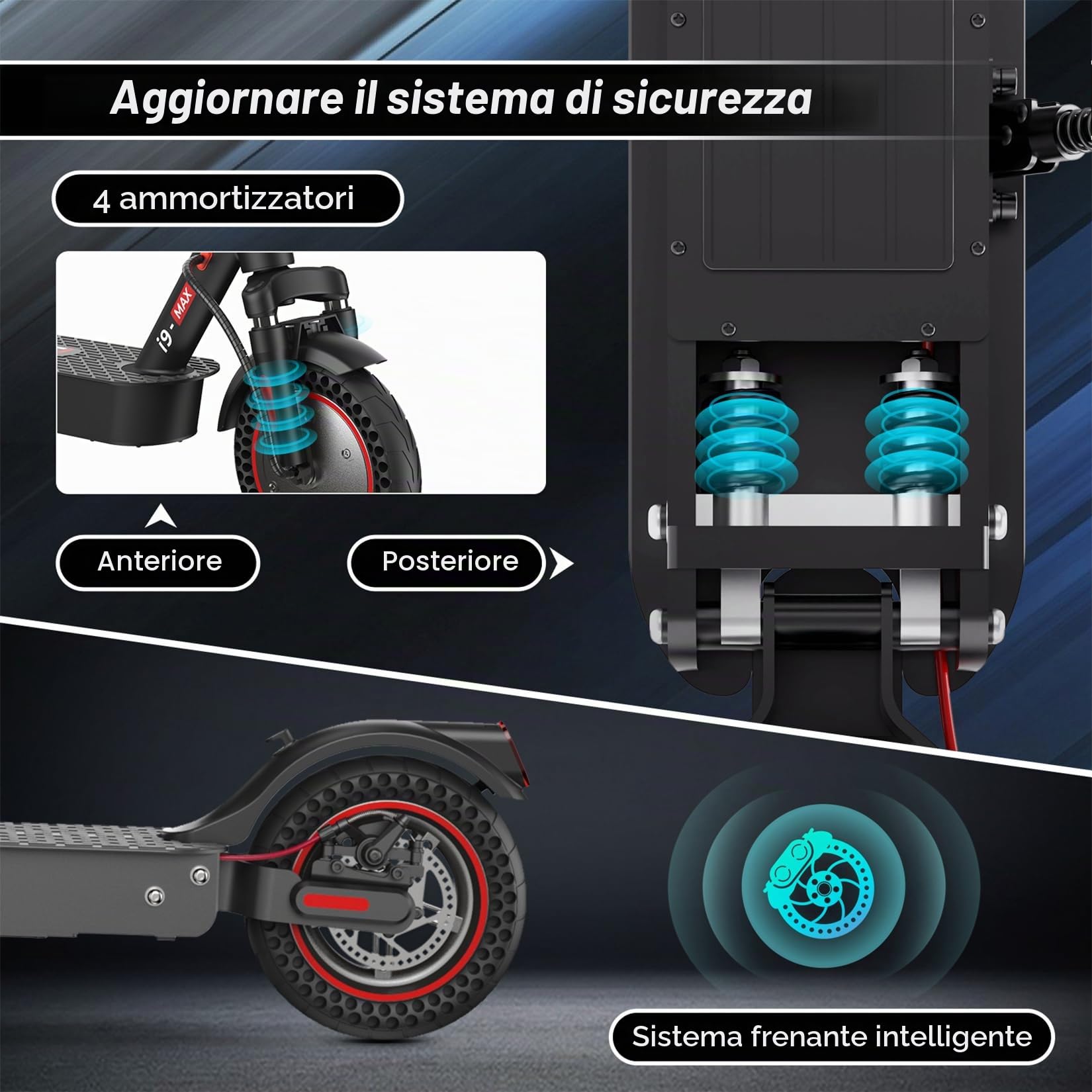 iScooter i8/i9Max Monopattino Elettrico per Adulti, 8.5"/10" Pneumatici, 350W/500W Motore, Max Autonomia 20-30KM/30-40KM, Capacità di Carico 100KG/120 KG, 3 Modalità di Velocità