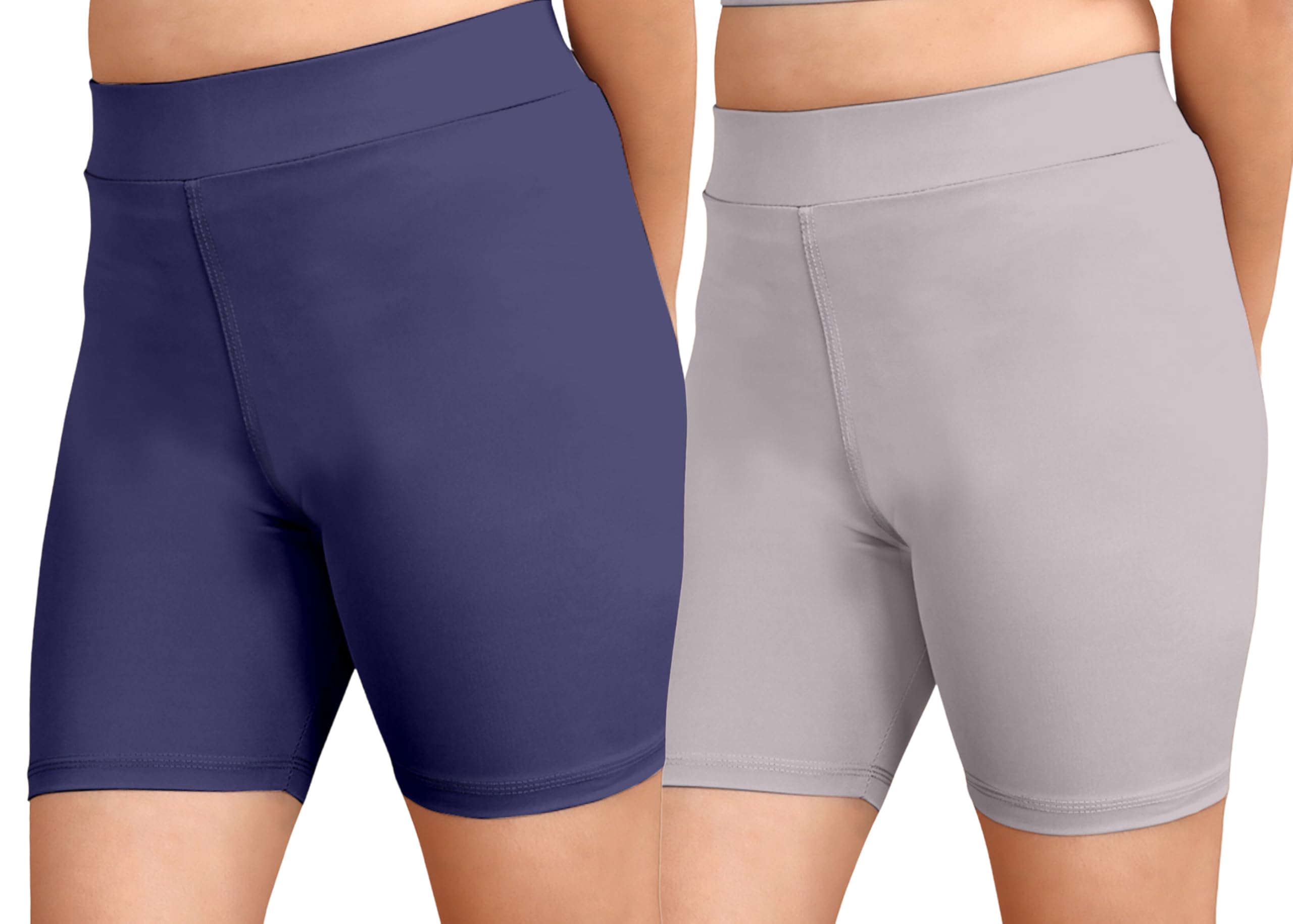 Mid Rise Yoga Shorts, Slim Fit Cycling Biker, Polyester Blend, Suitable for Running, Workout, Gym 2 Pack Combo-image-23