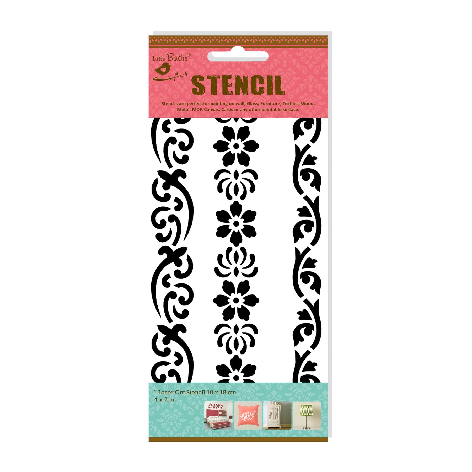 Little Birdie Stencil for Craft and Art Floral Borders 4 x 7inch|Stencil for Wall Painting Home, Fabric Painting, Canvas |Laser-Cut Painting Template for Crafting, DIY Aums and Scrapbook (B0C4DV4KL2) Amazon Price History, Amazon Price Tracker
