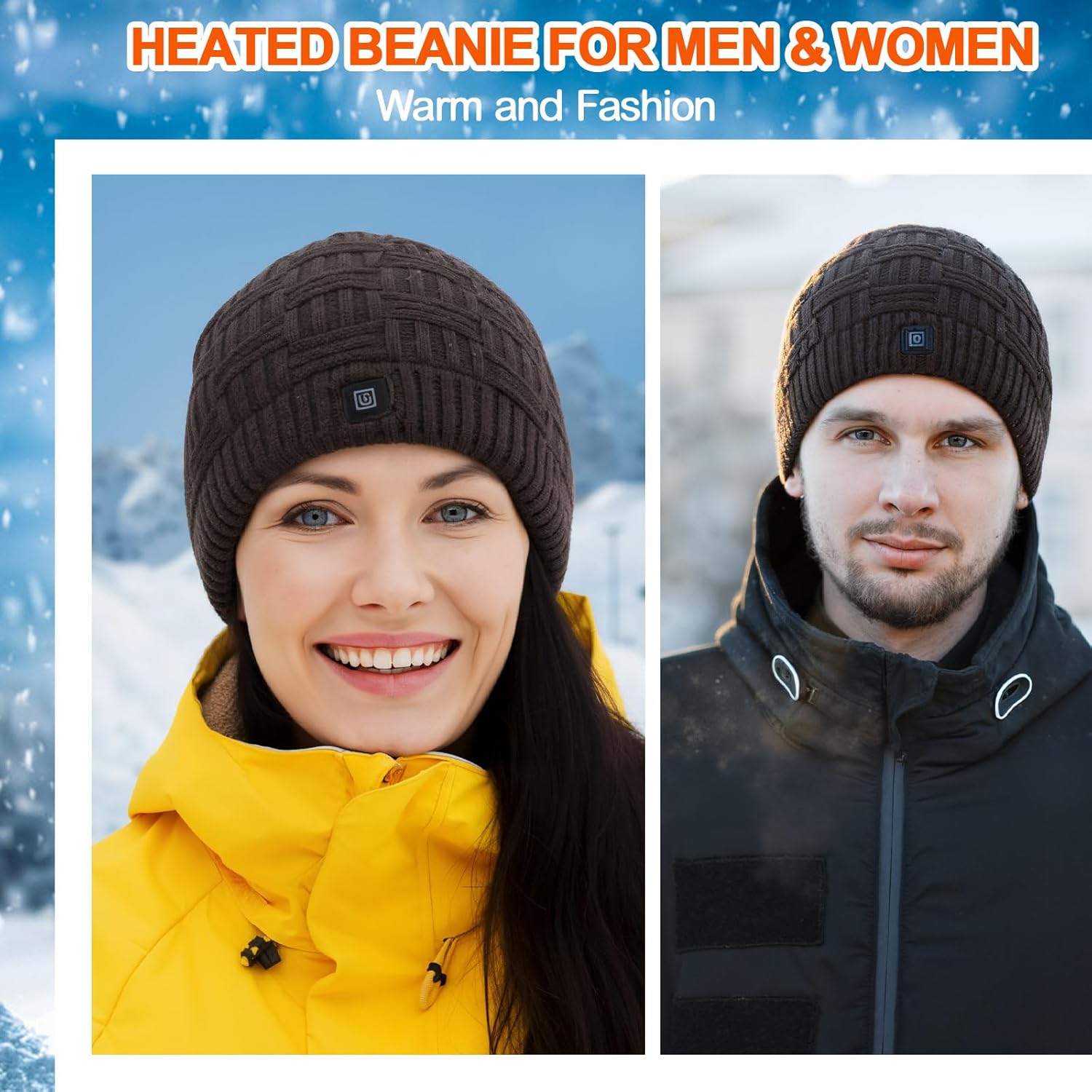 Handepo 2 Pack Winter Heated Beanie Hat for Women Men Battery Heat Knit Cap for Skiing Fishing Hiking Working, Slate Grey(3.7V Rechargeable Battery Not Included) - Image 4