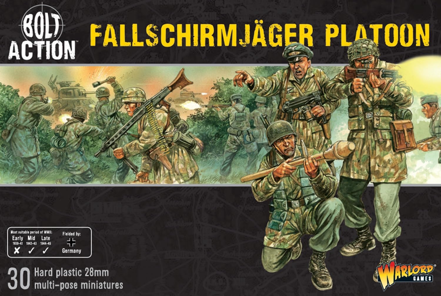 Bolt Action Fallschirmjager German Airborne Paratroopers 1:56 WWII Military Wargaming Figures Plastic Model Kit