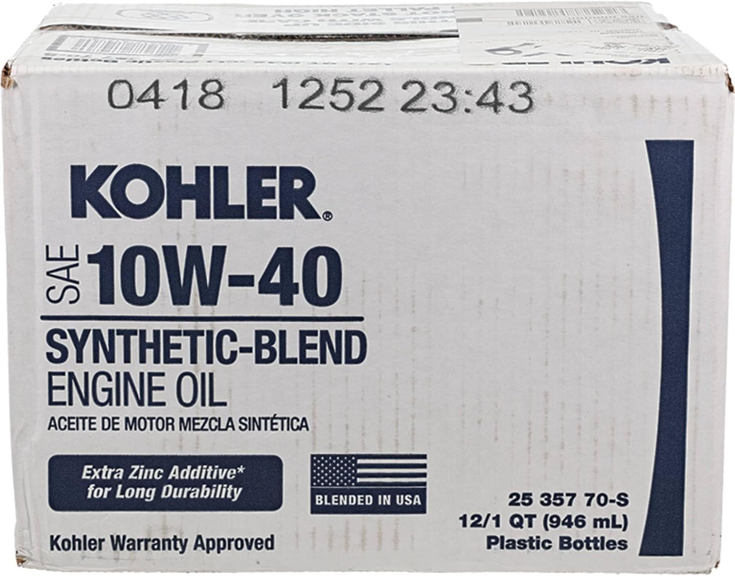 Kohler 25 357 70-S (Case of 12) SAE 10W-40 Synthetic-Blend Engine Oil and Fuel Treatment