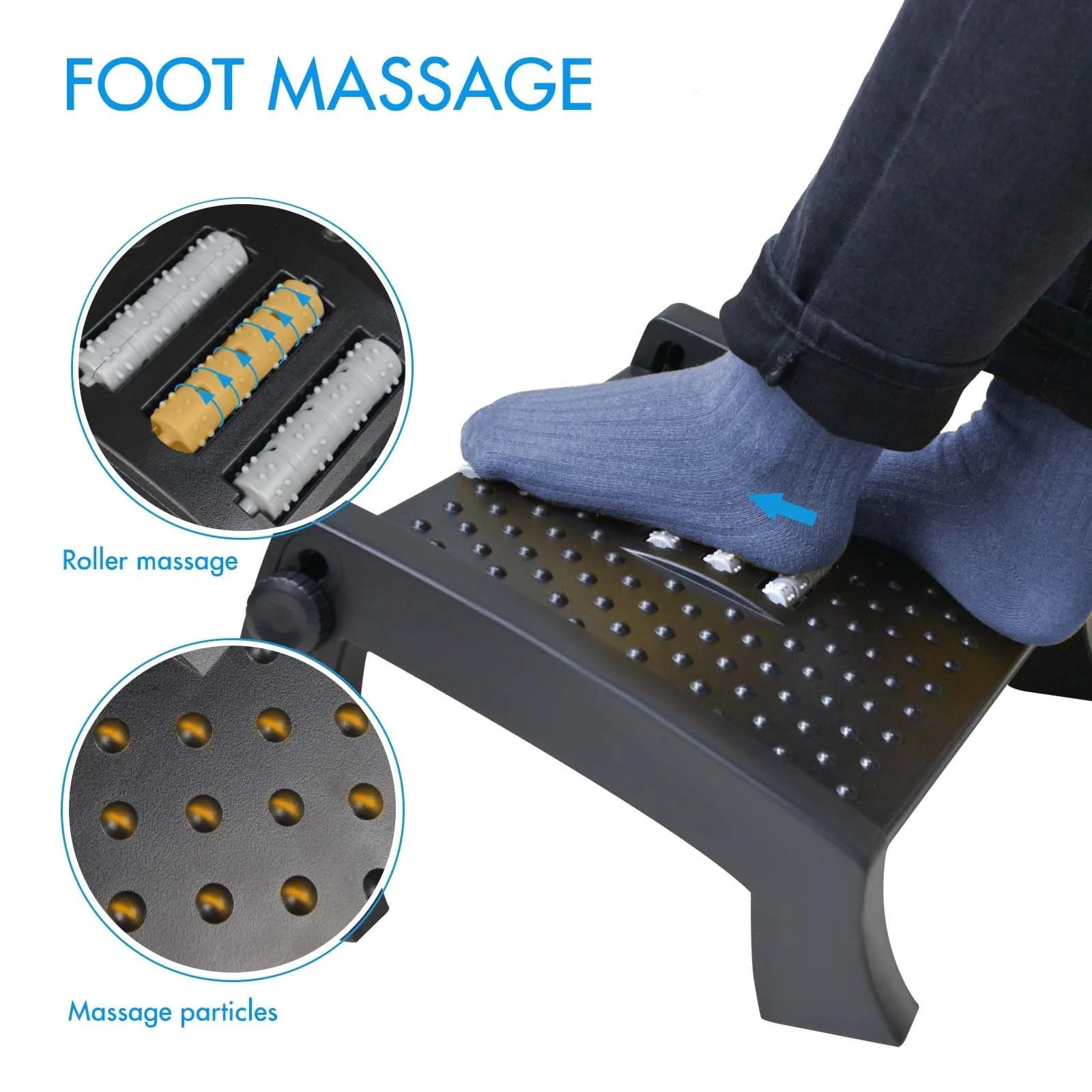 Reposapies de Oficina Reposapiés debajo del escritorio con superficie de masaje Reposapiés ergonómico ajustable en 6 posiciones de altura con patas firmes antideslizantes for oficina en casa para Ofic