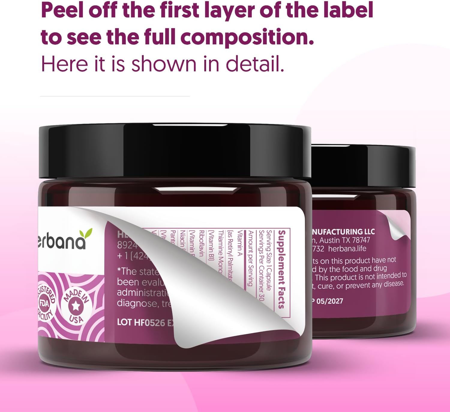 HERBANA MANUFACTURING Hair Formula - Hair Growth Support Supplement with 6000 mcg Biotin, Zinc, Selenium and B Vitamins - Supports Thick Healthy Hair, Skin and Nails - 30 Capsules