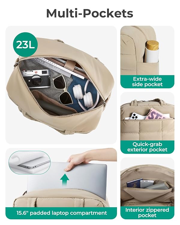 BAGSMART Gym Bag for Women, Carry on Travel Duffel Bag, Water-resistant Weekender with Shoe Compartment for Gym Travel Work, Desert, Medium by BAGSMART - Used condition - Image 4