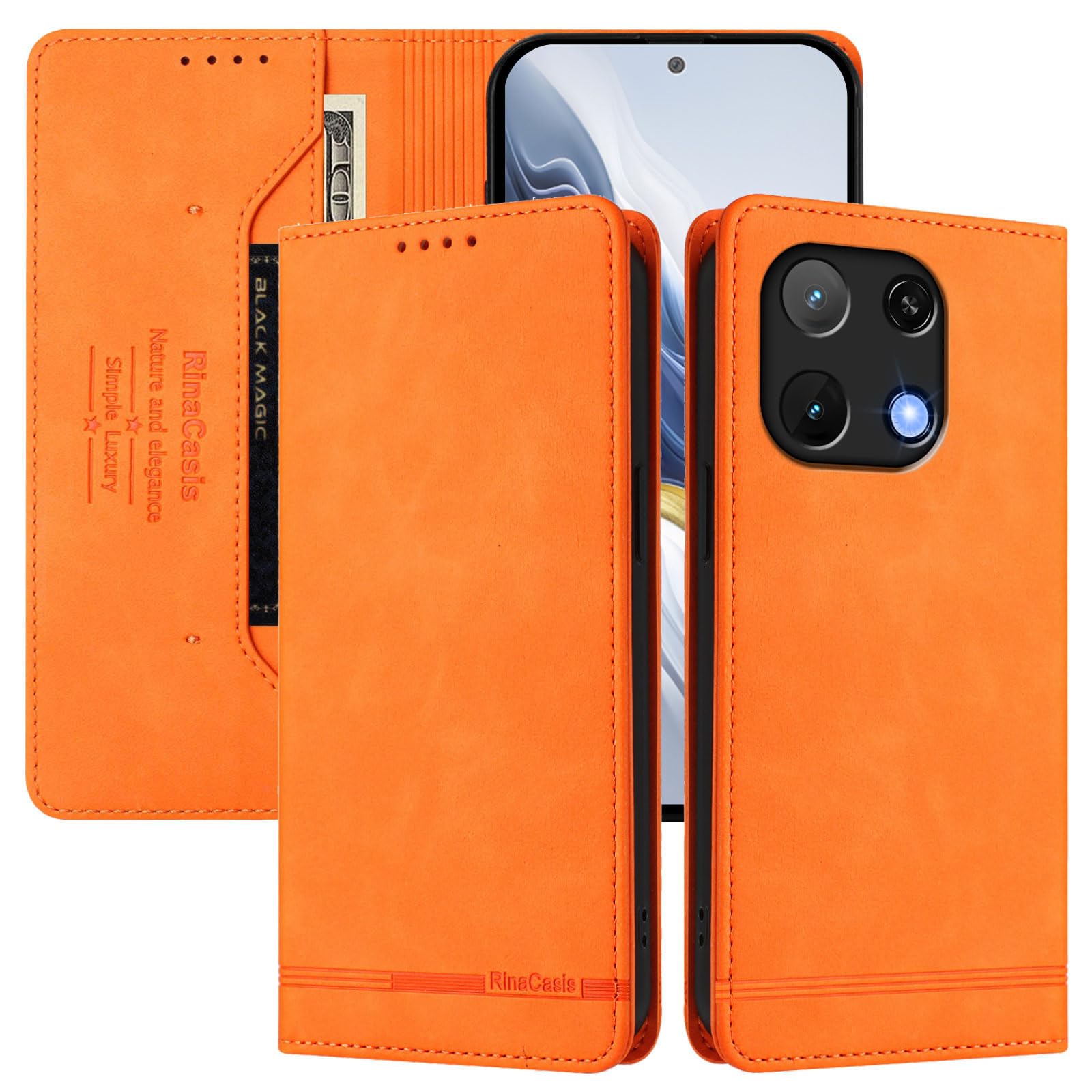 SHIEID Wallet Case for Umi digi Note 90 Flip PU Leather Card Cover with RFID-blocking card compartment, Compatible with Umi digi Note 90 orange