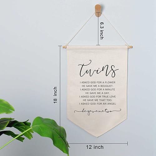 Miniatura 5 de Twins Nursery Decor, Twin Nursery Wall Hanging, Twins Gift, Linen Banner Gifts, Wall Banner Gift for Twins, Twins Baby Gift, Kids Room Decor,