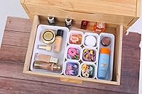 Vista 3 de 25 PCS White Drawer Organizer Set, 4 Size Interlocking Plastic Storage Bins for Office Supplies, Jewelry Makeup Vanity, Bathroom Kitchen, Home
