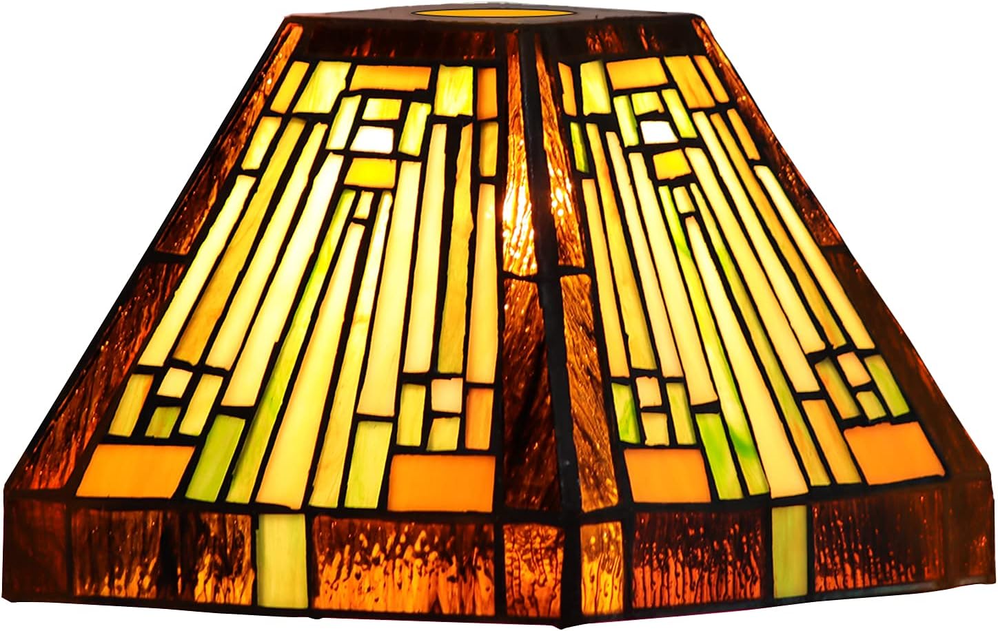 Capulina Mini Tiffany Lamp Shade 7 Inches Wide Accessories Replacement Amber Brown Mission Style Stained Glass Lampshade for Wall Sconces Pendant Light Chandelier