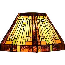 Capulina Mini Tiffany Lamp Shade Amber Brown Stained Glass 7 Inches Wide