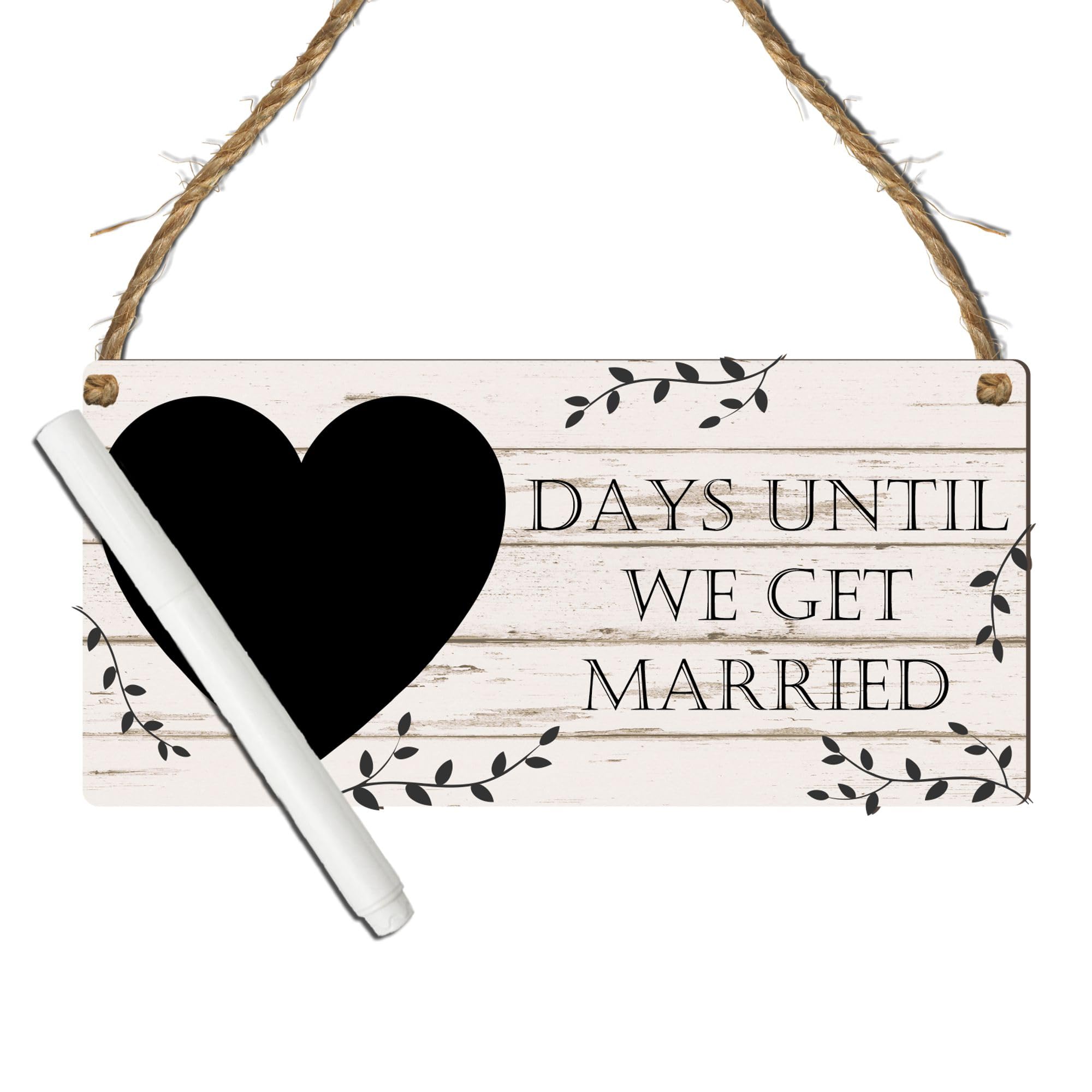 Countdown Chalkboard Wedding Plaque: Engagement Gift for the Fiance, Mr. & Mrs. Bride-To-Be - Days Until We Get Married Sign (Large: 29 cm (H) × 13.5 cm (W))