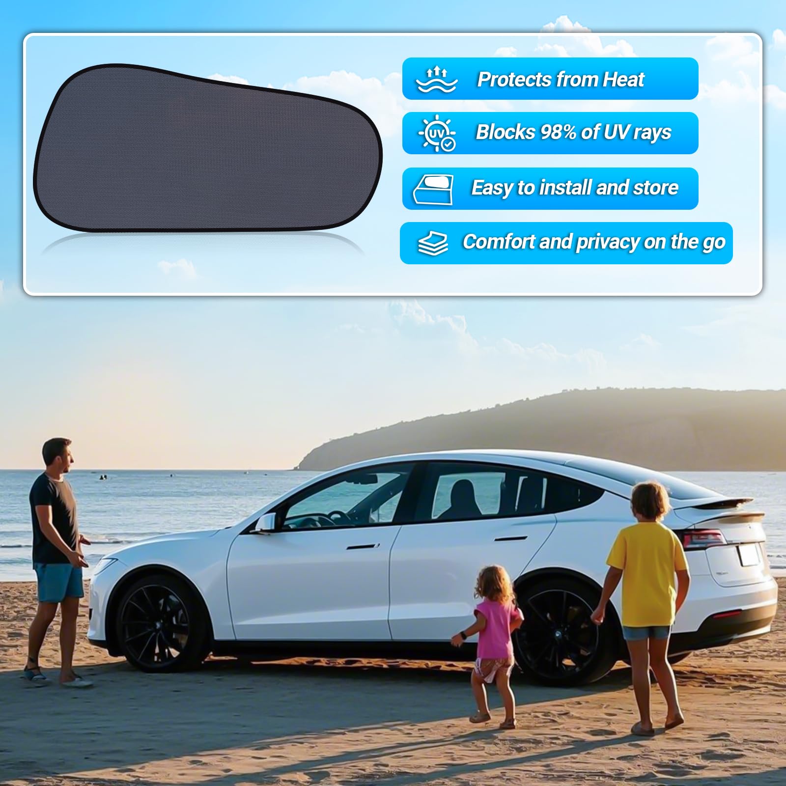ZATOOTO Set di 2 Parasole per Auto Tesla Model Y con Protezione UV