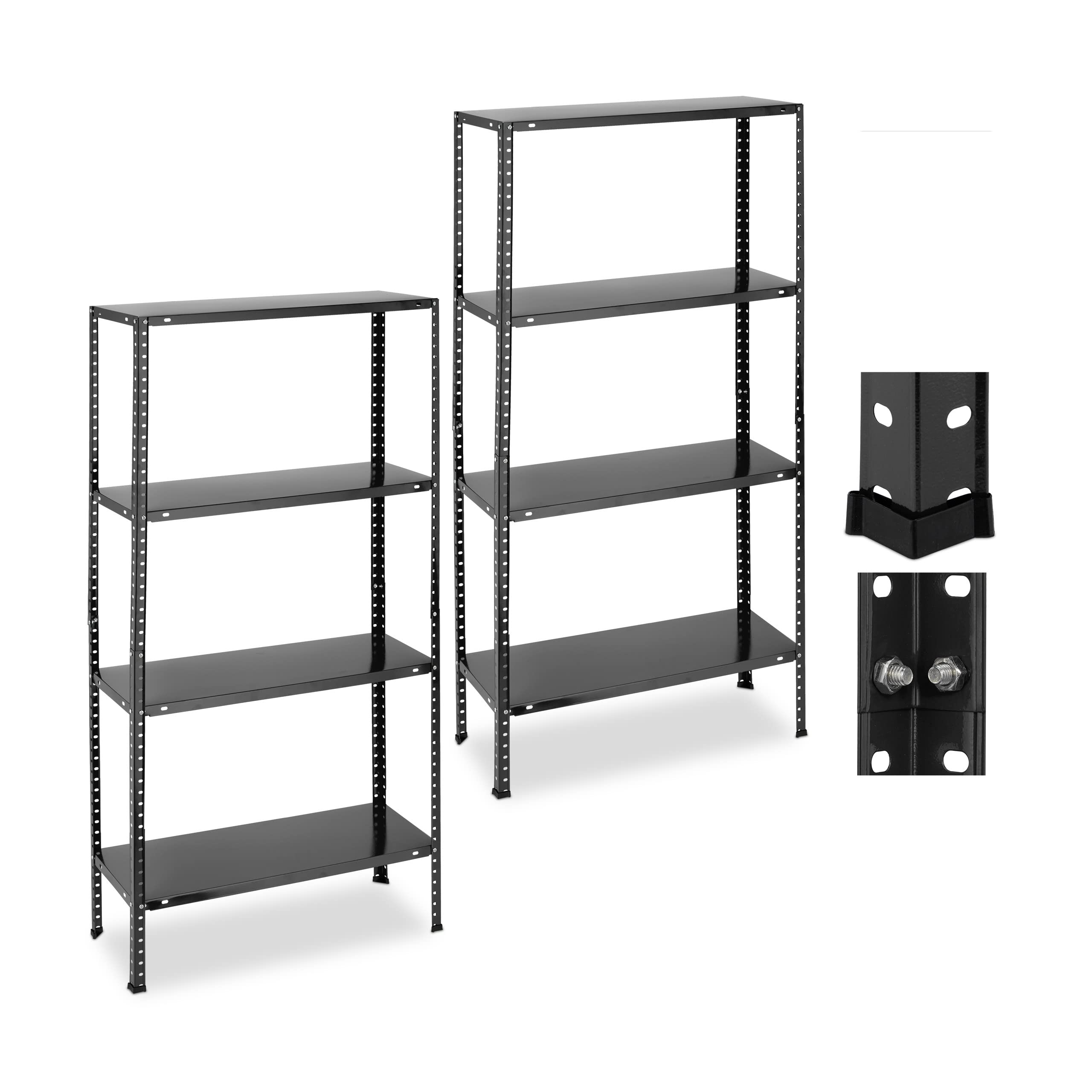Étagère charge lourde noire Relaxdays lot de 2 pour cave et garage
