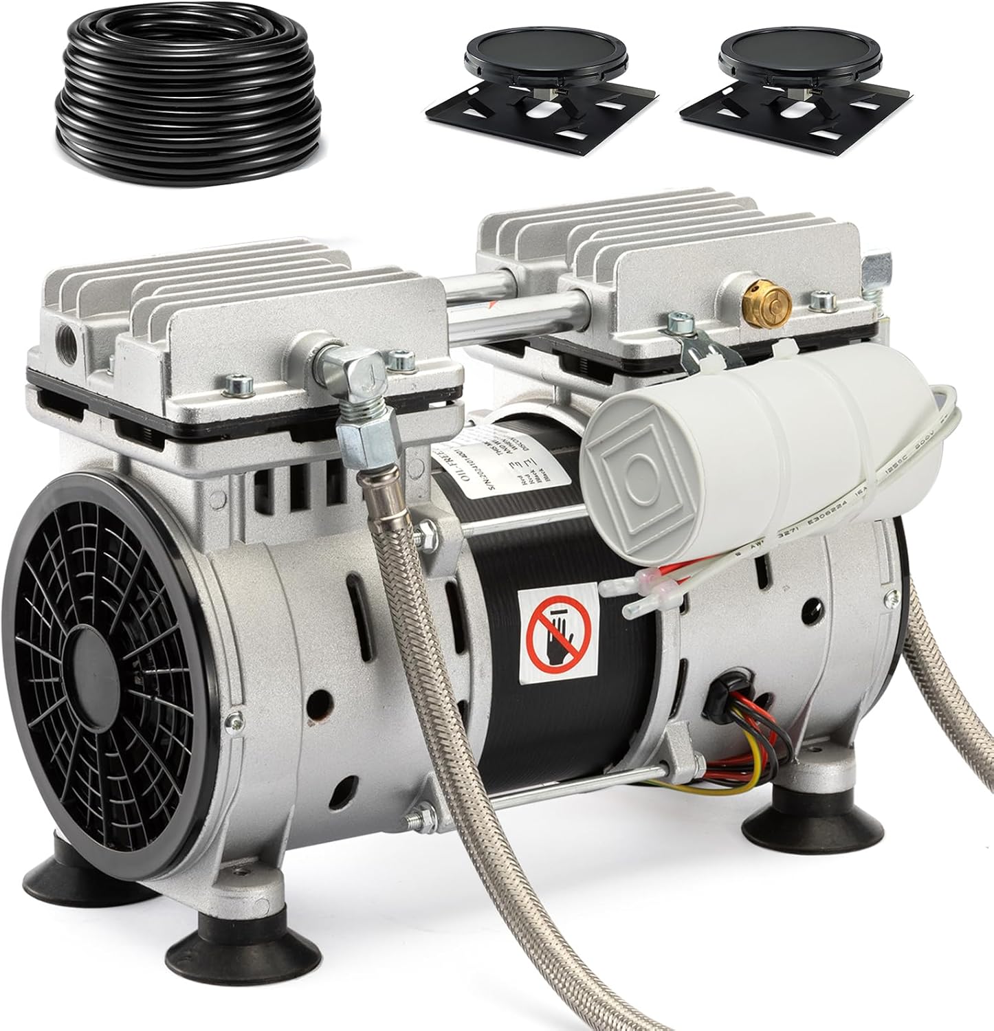 3 Acre Pond Aerator System, 5.76 CFM Outdoor Pond Aerator Kit for Large Lakes, 100ft Sinking Airline, 2 Diffusers & 2 Anti-Burst Stainless Steel Hoses, Enhances Water Clarity for Fish Ponds