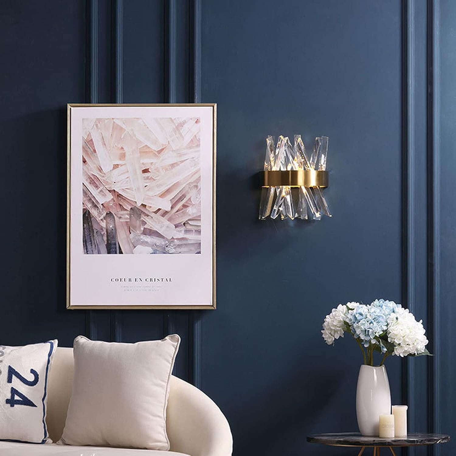 Modern Home Decoration Crystal Wall Light Sconce Black Gold Crystal Wall Sconce Indoor Hallway Wall Lighting Fixture Bathroom Vintage Wall Mounted Lamp for Bedside Bedroom Living Room