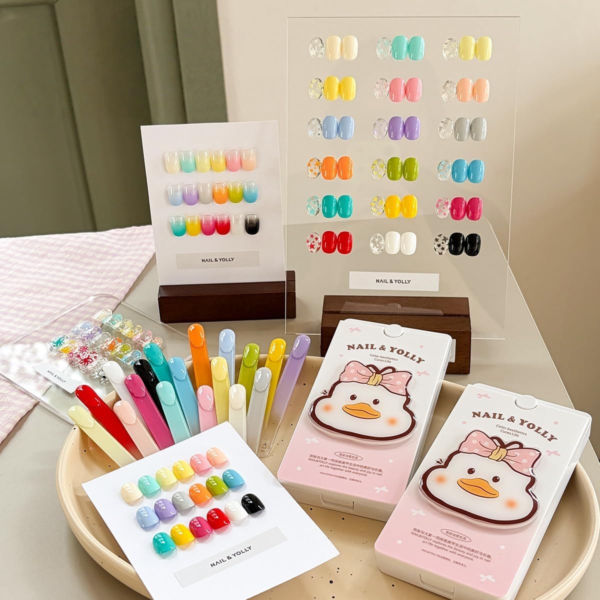 NAIL & JOLLY Dopamine Neon Nail Stamper Gel Set, 18 Colors Patting Gel Polish & Tools Kit - Pat Pat Gel Polish Palette ,UV/LED Cured Gradient Blooming Manicure Kit DIY with Nail Sponges (1, D)
