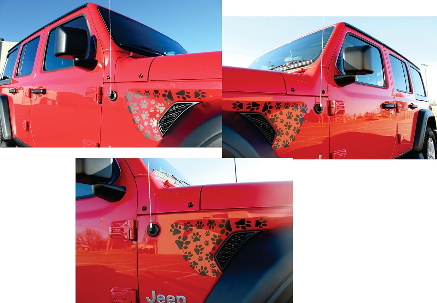 Side Fender Vent Dog Paw Decal Compatible with Jeep Wrangler JL 2018-2026 & Jeep Gladiator JT 2020-2026 Made in The US Matte Black (Dog Paw)