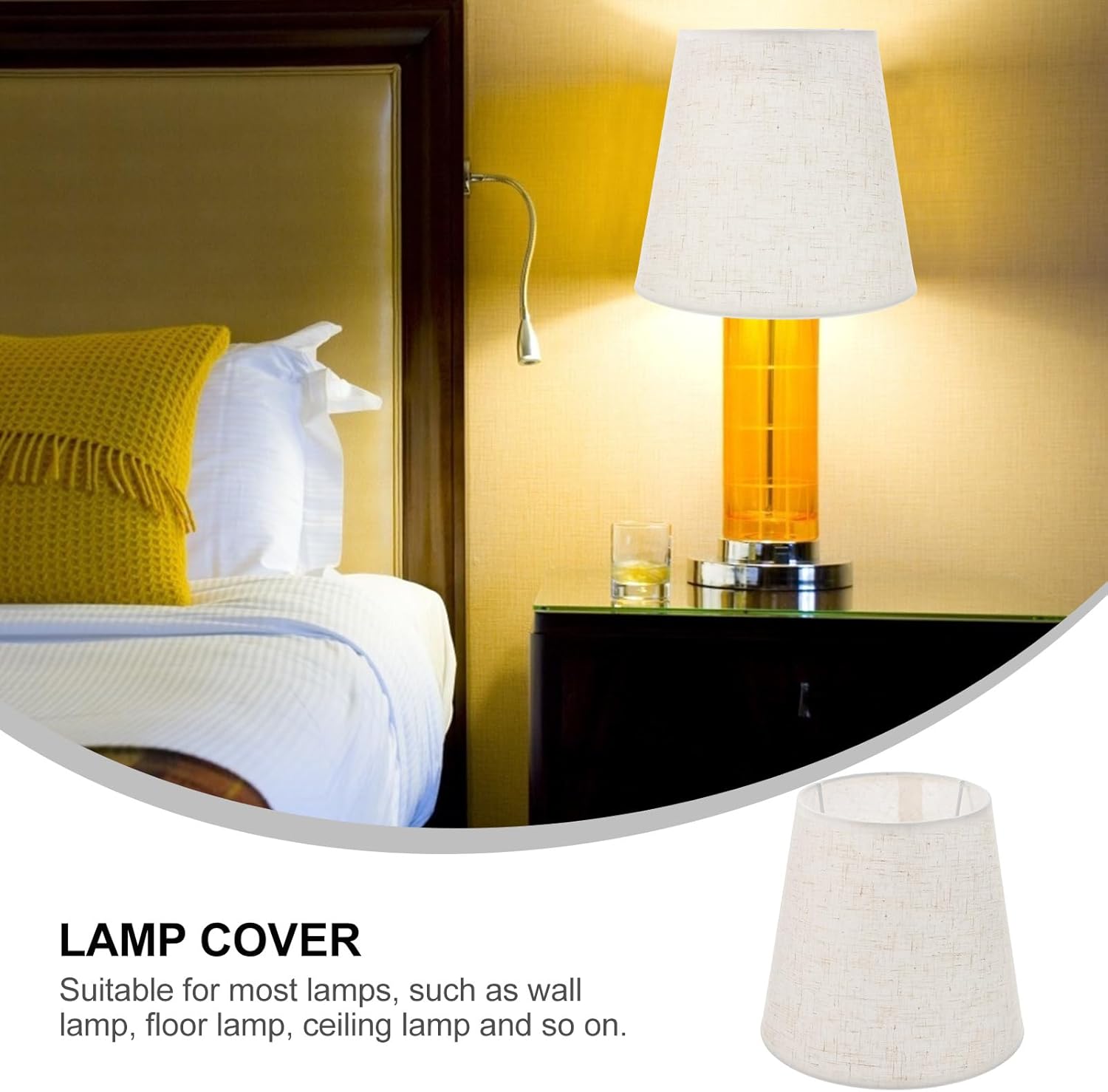 Linen Lampshade for Table Lamp and Desk Lamp with E27 Fitting Fabric Cover Lightweight Replacement Shade for Bedroom Living Room Study 6.7 Inch