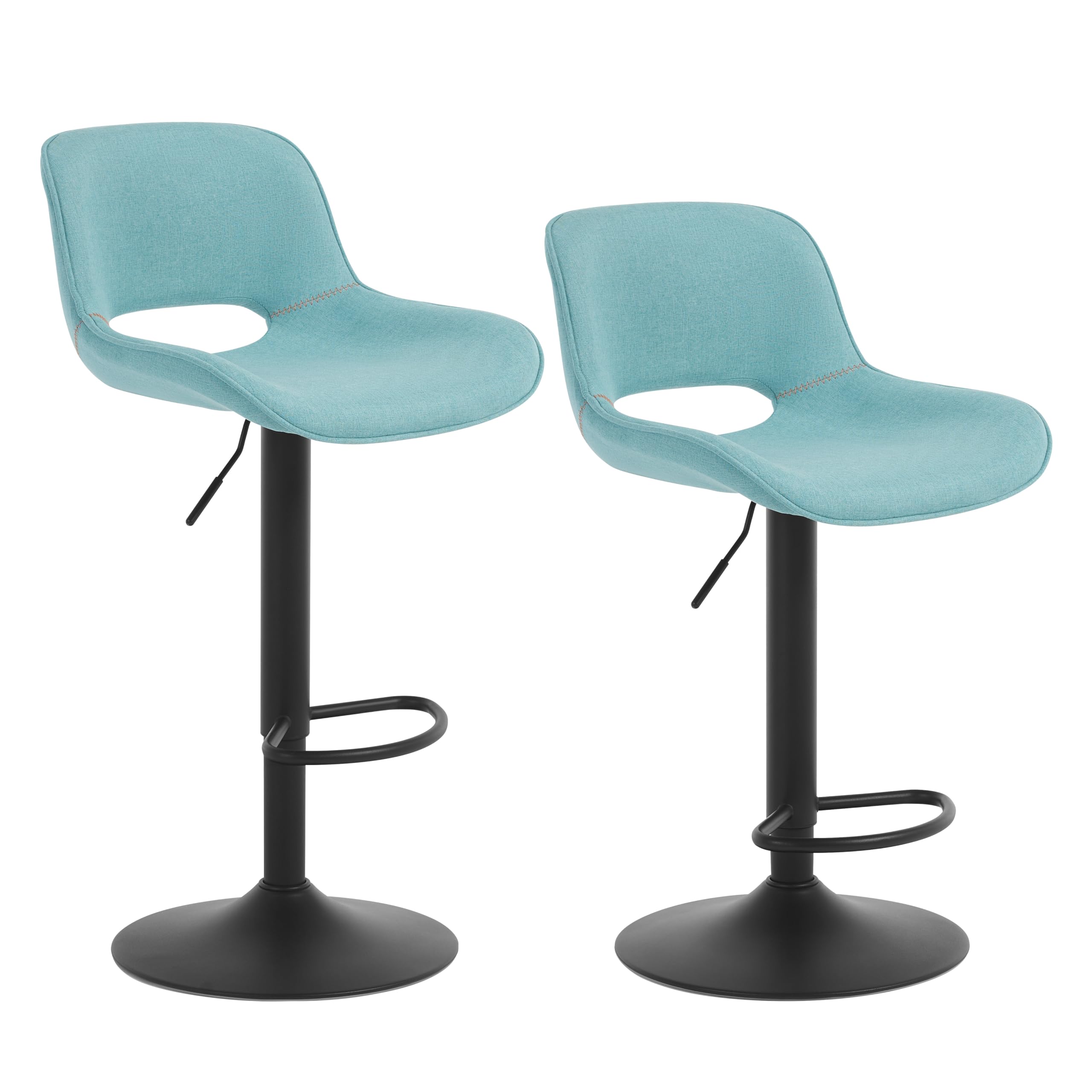 WOLTU Juego de 2 Taburete de Bar, Taburetes Cocina Altos con Respaldo y Reposapiés, Tela, Azul