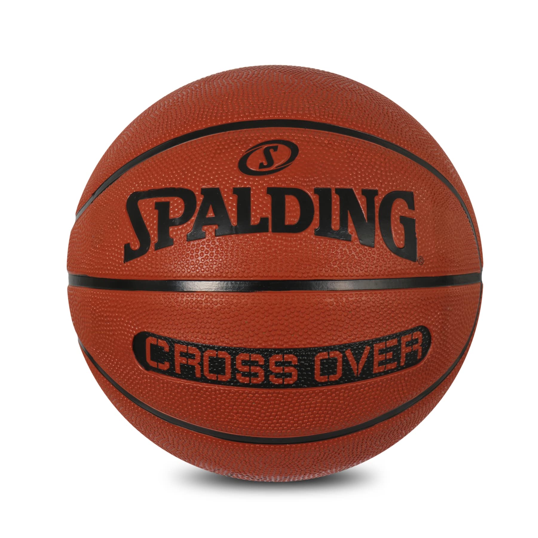 Spalding Crossover Rubber Moulded Indoor/Outdoor Basketball With Rubber Bladder, Brick, Size: 6 (Suitable for Practice/Match/Training) + Free Air Needle