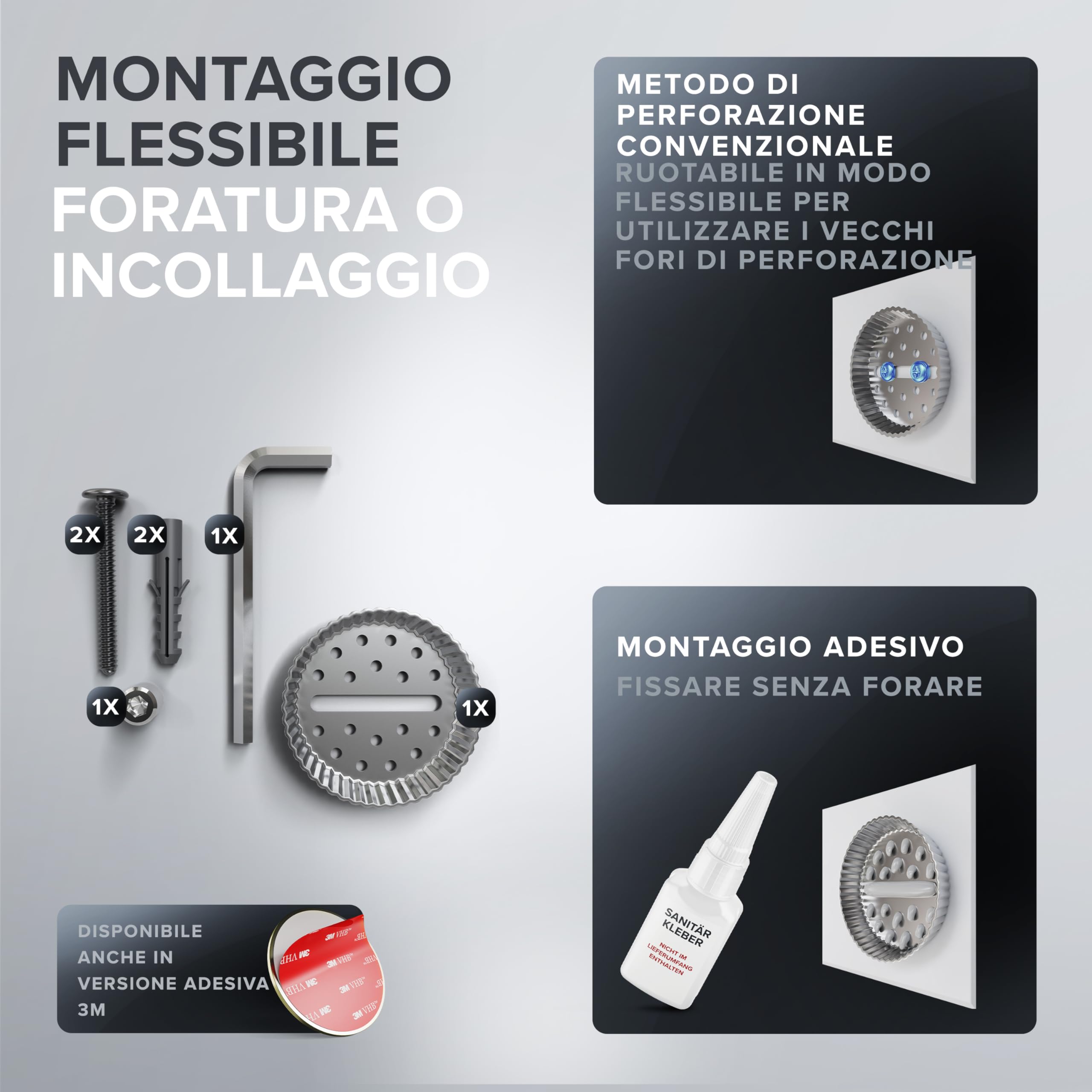 ovimar Blavand Gold - Specchio cosmetico con illuminazione, ricaricabile, montaggio a parete da forare, in bagno, ingrandimento 5x, specchio da trucco con luce, specchio a 360 gradi